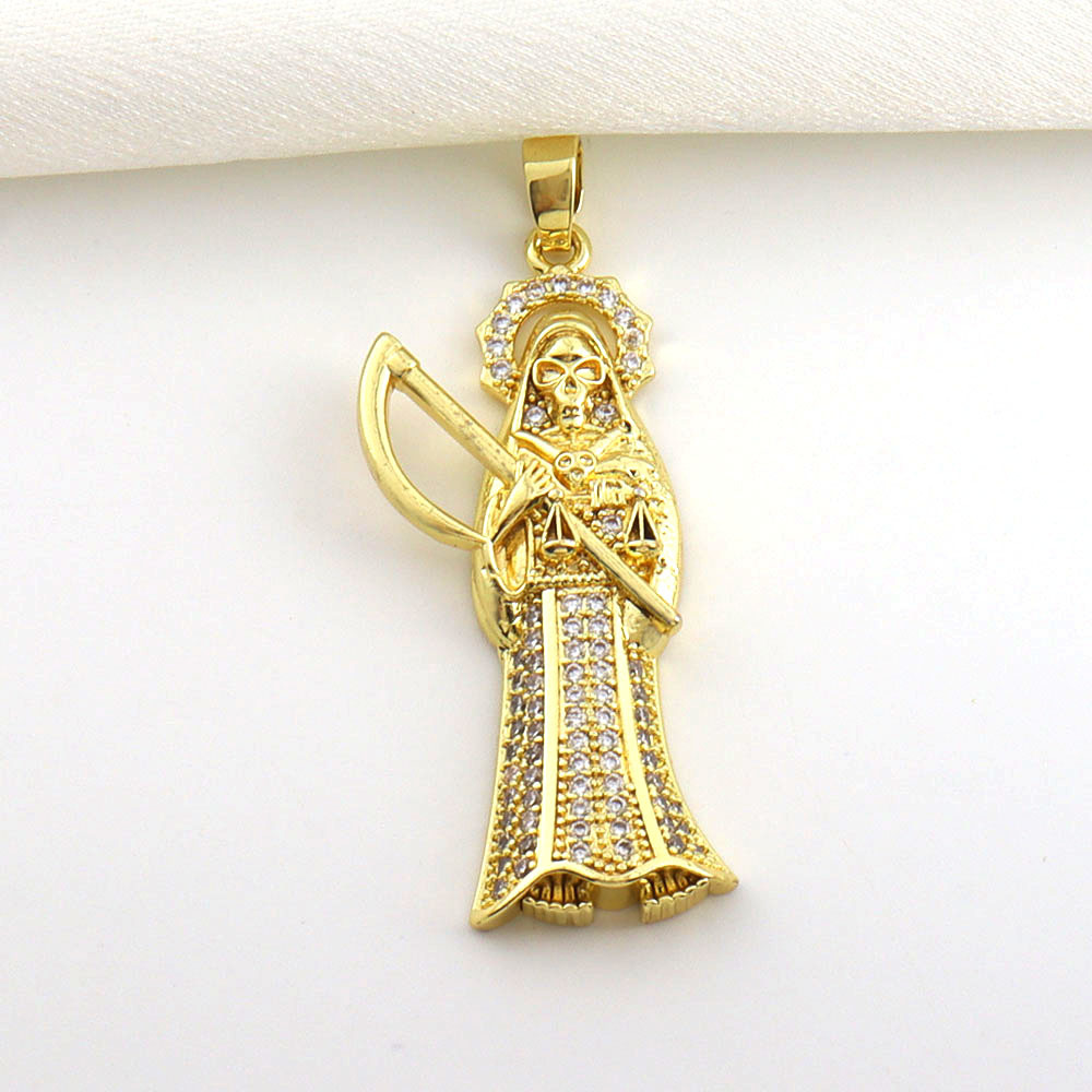 7g Weight Pendant Jewelry Making Type 14*45mm Jewelry Making Size Zircon Inlay Material DIY Jewelry Accessories Classification 1 Piece Quantity Copper Material Father St. Jude Pattern All Seasons Season Plating Design Glam, Retro Style 1 Piece 14*45mm Copper Zircon Father St. Jude Pendant 4