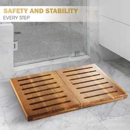 可折叠木制浴室垫家用木制浴室防滑垫木制沥水地垫可折叠浴室地垫