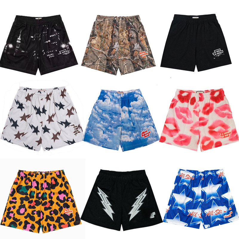 Eric Emanuel EE Pantalones cortos de malla para hombres y mujeres, pantalones de baloncesto deportivo de cuatro puntos