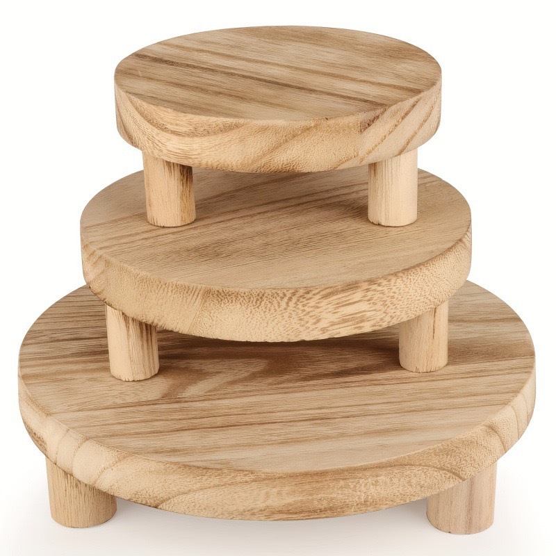 Soporte base de taza de café marrón de madera rústica, bandeja de madera de nogal negro, maceta redonda, soporte inferior carnoso