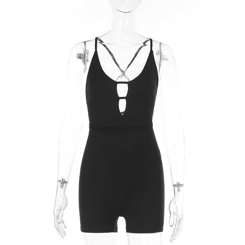 YL25008 eslingas sexy agujero cuerpo corto unido para mujeres 2025 Europa y América comercio exterior transfronterizo nueva ropa de mujer