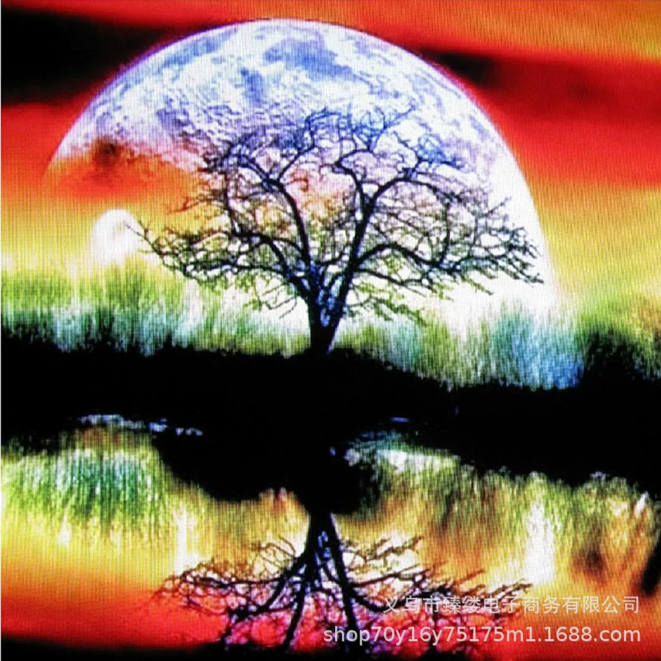 [新款5d钻石画钻石绣画系列月亮树与跨境批发十字绣贴钻石刺绣画]