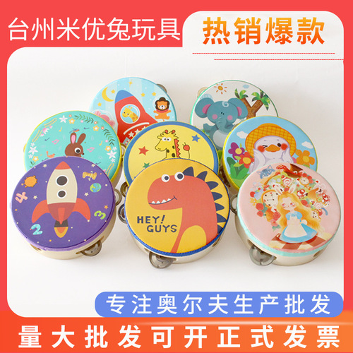 Teacher's wooden tambourine hand bell Orff percussion instrument children's performance tambourine kindergarten musical instrument toy