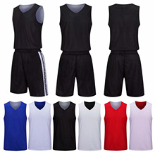 夏季双面篮球运动服套装 透气男篮球衣可分开卖 可二面穿印号字