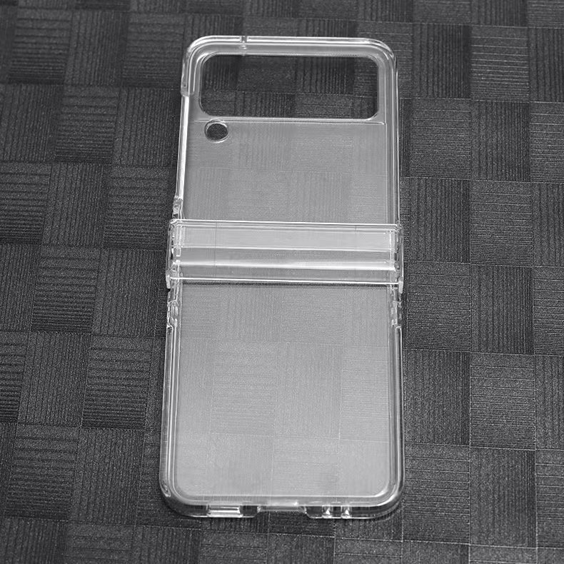 Applicable to zflip3-4 phone cases set of three, transparent crystal PC full hinge, protective case for cross-border