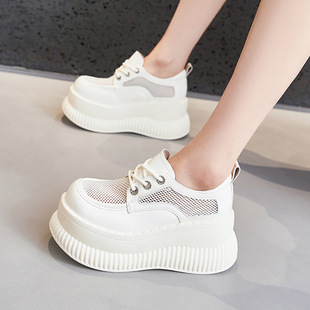 Loafers for Women 2025 Summer New Breathable Mesh Sandals Short Thick-Soled Small Leather Shoes Versatile Height-Increasing Women's Shoes