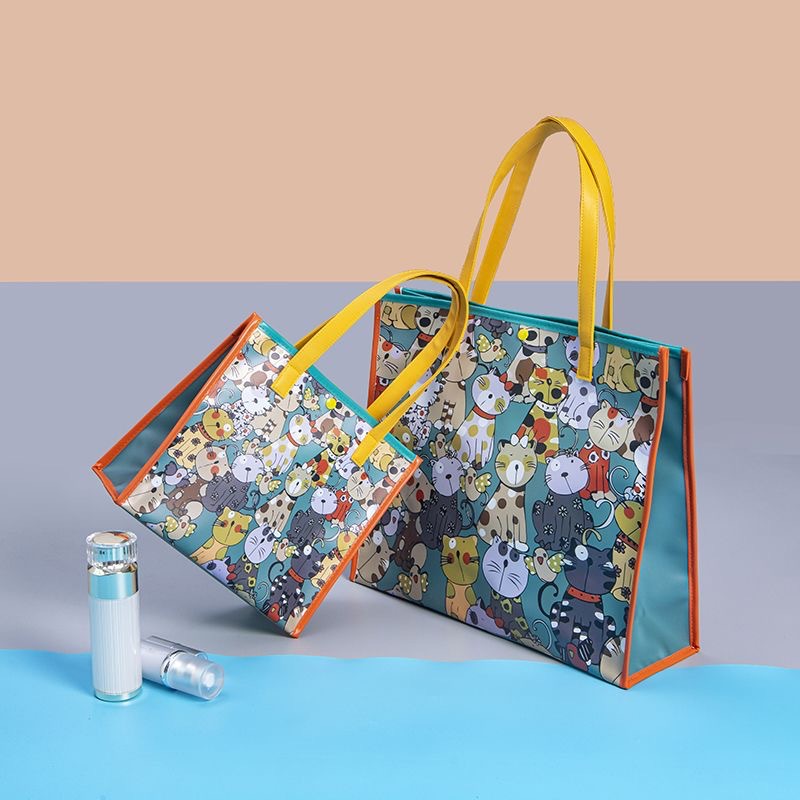 Cartoon capacious waterproof summer beach linen bag for swimming