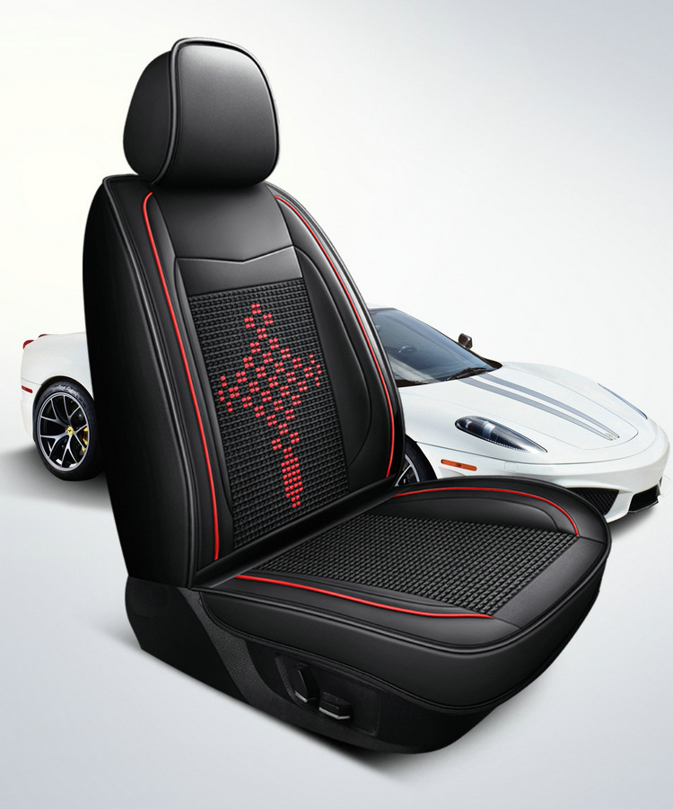Car Seat Cushion, Universal for All Seasons, Full Leather, New Model Car Cushion, Seat Cover, Ice Silk Nappa Leather Special Seat Cushion Car Cover