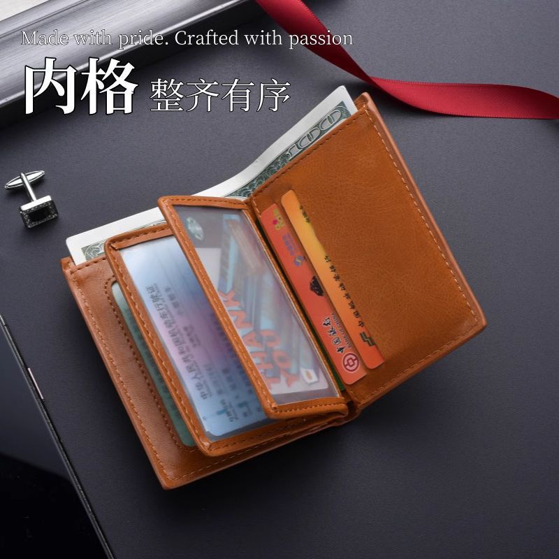 Cartera delgada de cuero suave para hombre antimagnético con múltiples tarjetas, tarjeta de conducir, tarjeta bancaria para hombre, gran capacidad, billetera pequeña con múltiples descuentos