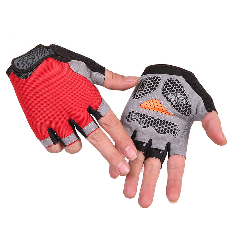 Plegable neto equitación fitness halterofilia medio dedo guantes tácticos fitness deportes al aire libre hombres y mujeres guantes de protección solar