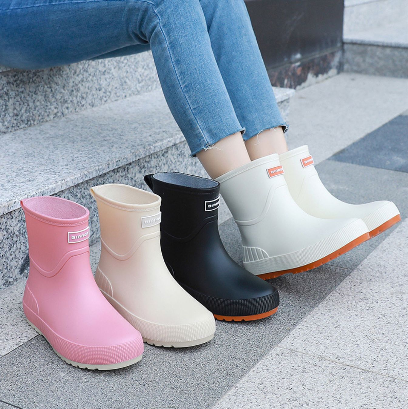 新款韩日版时尚雨靴防水套鞋女防滑胶鞋厚底水鞋女士短筒雨鞋跨境