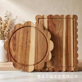实木托盘干泡户外中式茶盘小型茶台壶承托盘茶席子零食盘扇形托盘
