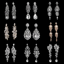 欧美复古新娘耳环夸张超闪婚礼宴会耳饰高级感百搭合金水钻耳坠女