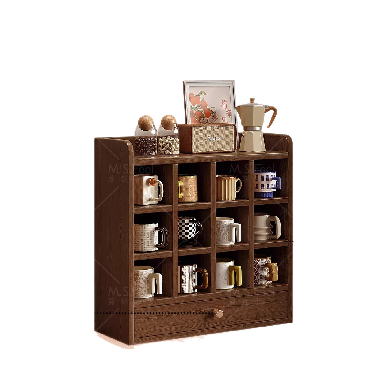 Taza de madera a prueba de polvo retrógrado taza de té tabla de comedor taza de agua taza de café gabinete de almacenamiento estante