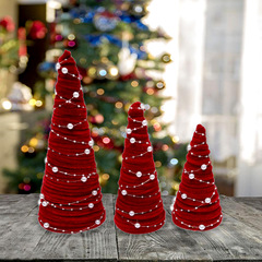 クロスボーダークリスマスベルベットクリスマスツリーファブリックトレイ装飾品テーブルスタンドシーンレイアウトデコレーション