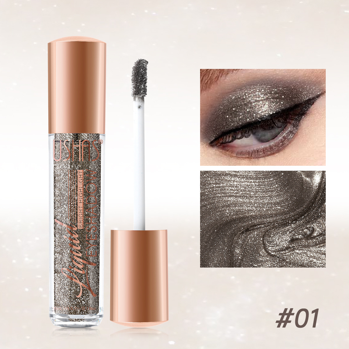 USHAS Sombra de ojos perlada líquida de punto transfronterizo europeo y americano