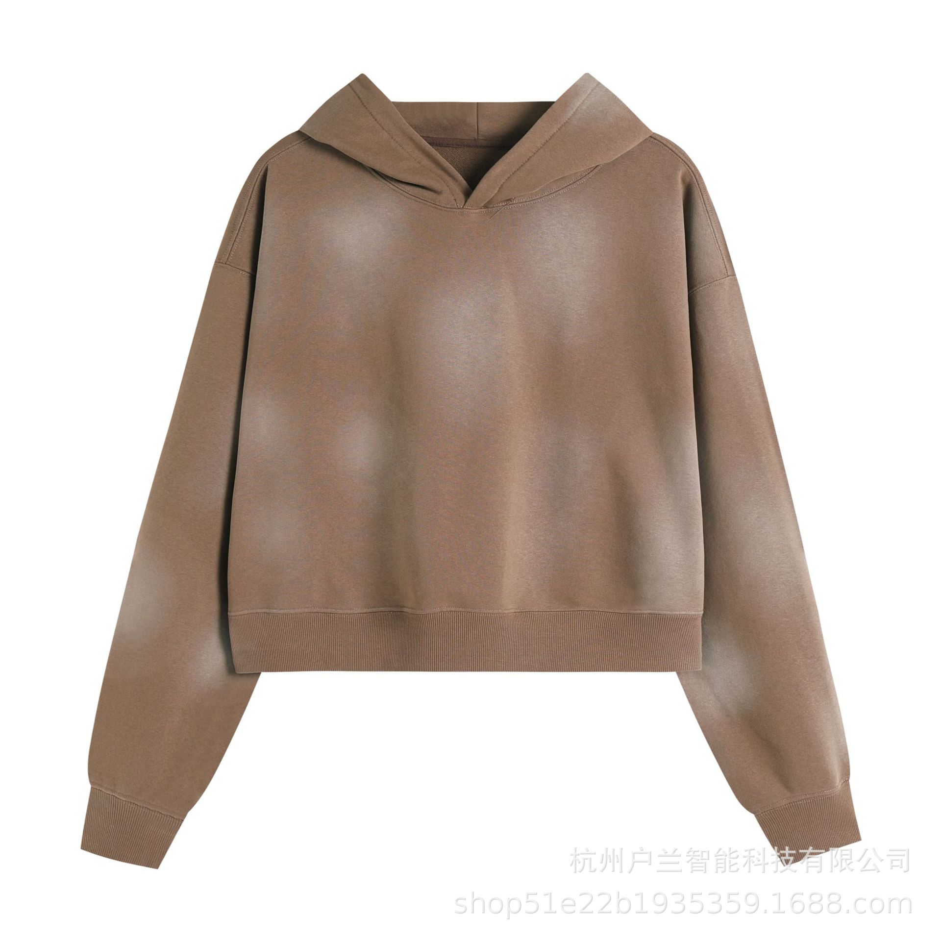 Women's 400g brushed gradient spray hooded coffee