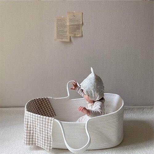ins Nordic cotton rope baby basket portable woven baby basket newborn dirty clothes storage basket