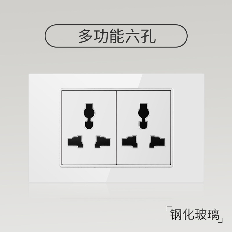 Taiwán 110V estándar americano USB blanco vidrio templado interruptor socket 118 Tipo de pared panel fábrica al por mayor