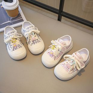 Girls' Canvas Shoes Children's Shoes 2023 Summer New Style Middle and Large Children's sneaker Casual Shoes for Little Girls Chanel Style