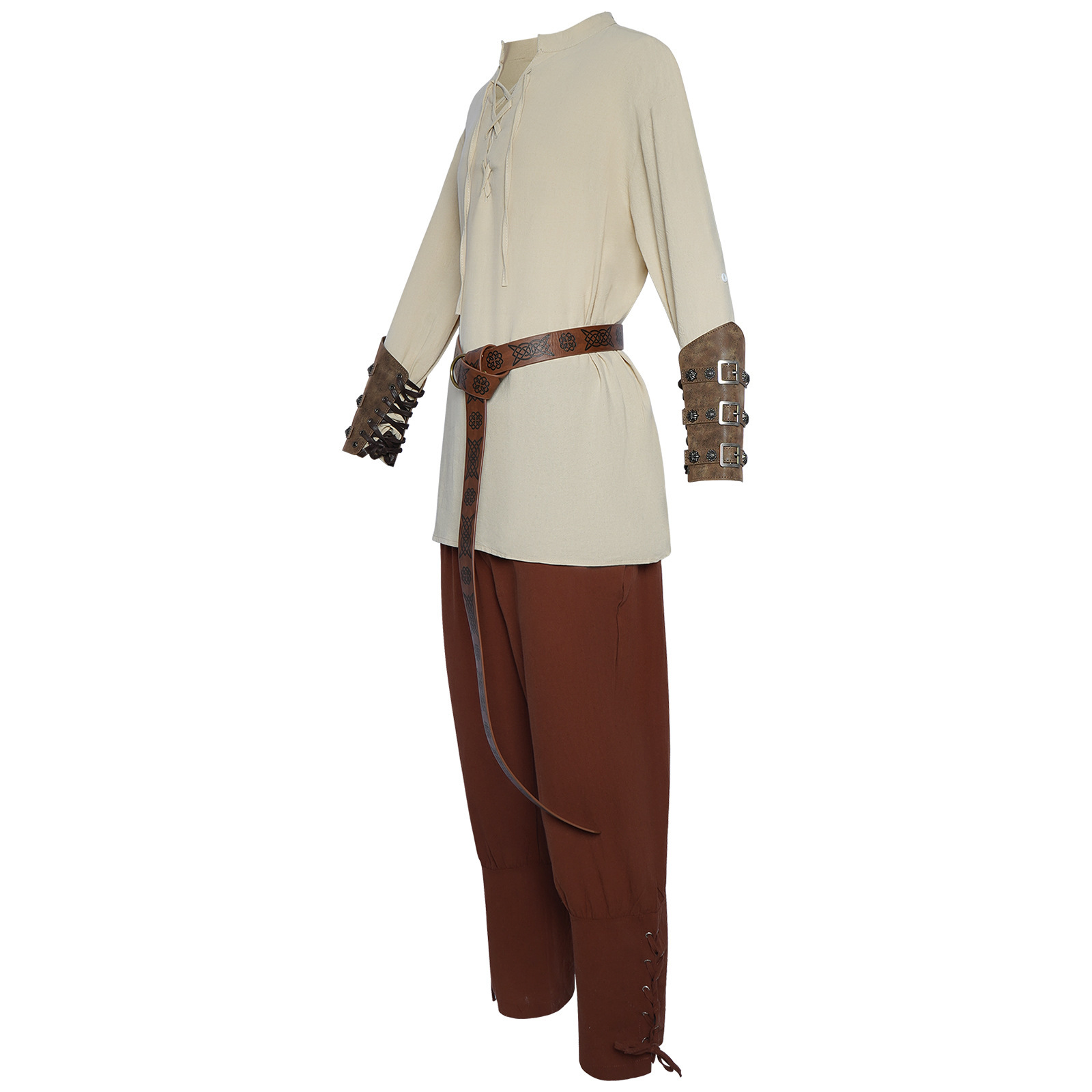 Halloween Cos Renaissance Medieval Pirate Shirt Ankle Ribbon Pants cosplay Stage Performance Suit