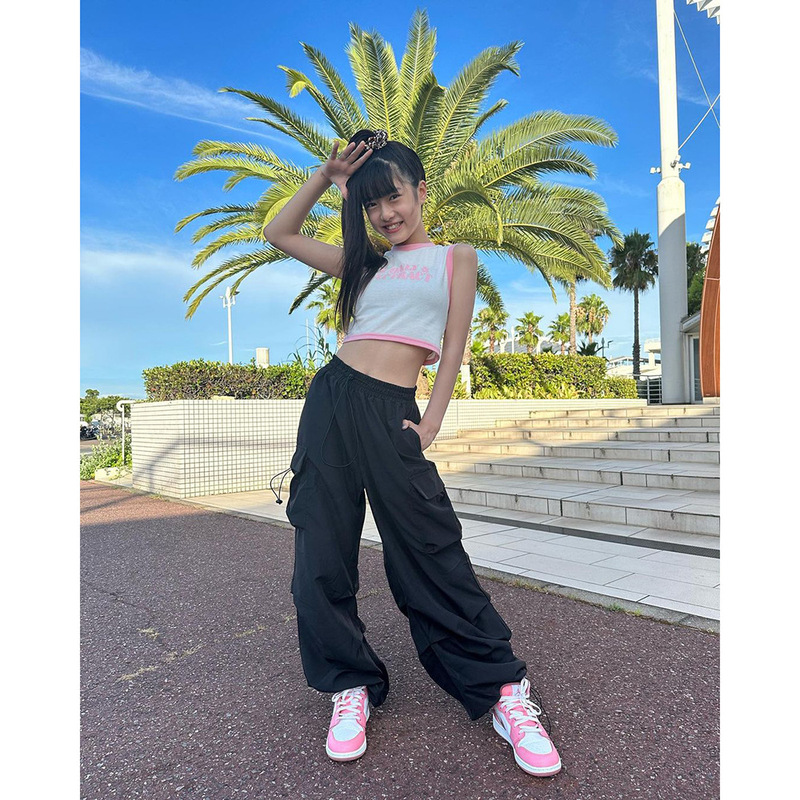 Spring and Autumn New American Street Hip-Hop Straight Caution Pants Women's High Waist Slim-fit Sports Hip-Hop Casual Pants