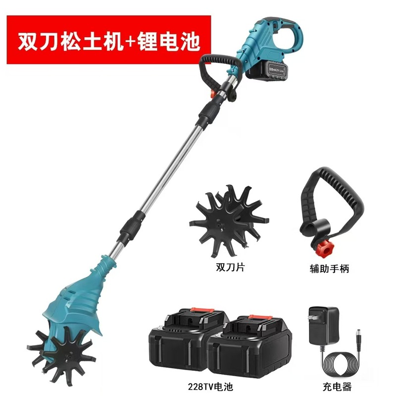 源头工厂新款折叠锂电微耕机松土机农用翻土机家用电动锄头旋耕机|undefined