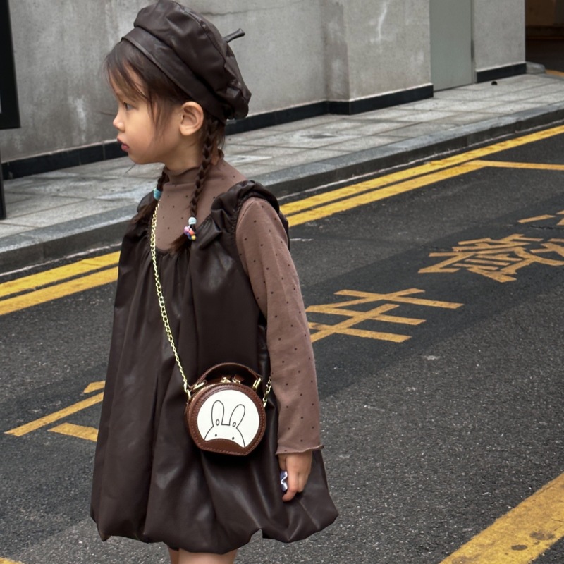 Coreano estilo extranjero mini bolso redondo dibujos animados lindo pequeño conejo bebé bolso de hombro de moda cadena mochila para niños