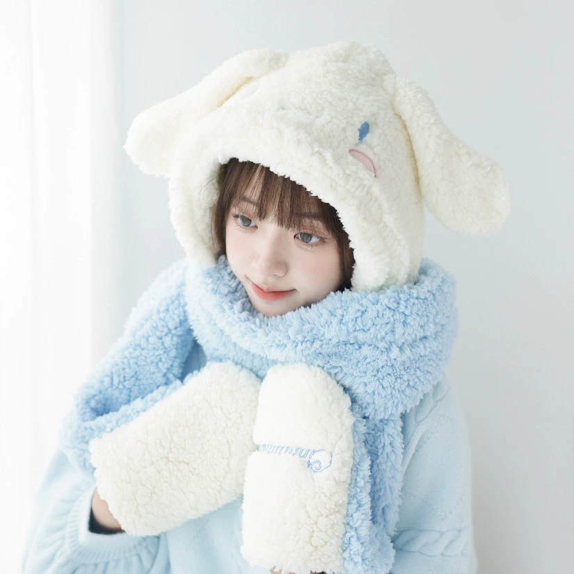 Genuine keep warm cute set, gloves, scarf, winter hat, 3 piece set