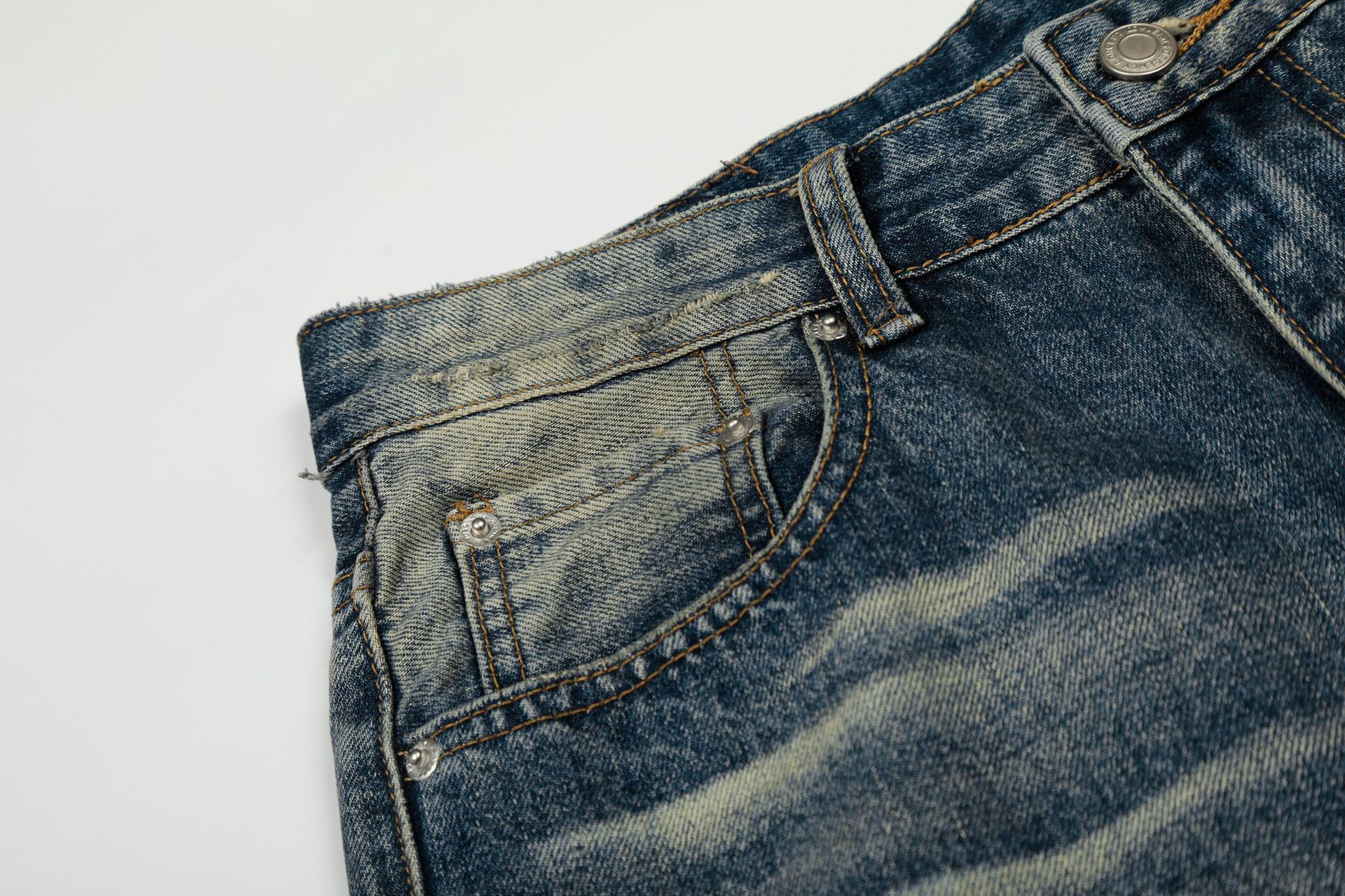 Jean en denim bleu délavé rétro de qualité supérieure, coupe ample, style urbain, pour hommes et femmes_voghion.com