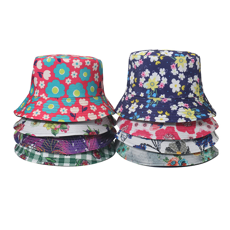 120g Weight Bucket Hat Hats Type Street Occasion Unisex Casual Simple Style Printing Flower Printing Flat Eaves Bucket Hat