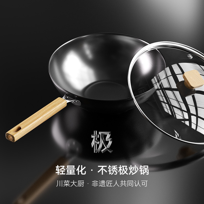 Pan antiguo tradicional casera no pegajosa sin recubrimiento no pegajoso cocina de gas electromagnética general fondo plano pan de fritación de verduras