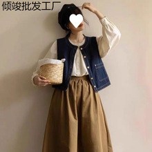 2025日系复古牛仔马甲女春季叠穿背心外搭小个子设计感坎肩马夹