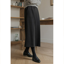 毛呢七分裤女秋冬新款高腰垂感糯米裤小个子宽松显瘦阔腿西装裤子