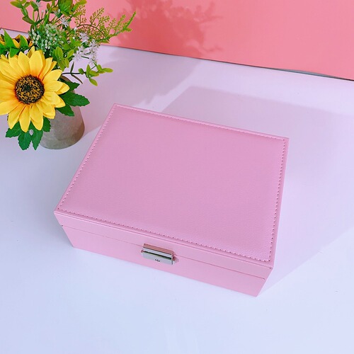 Lockable Double-Layer Large Capacity Leather Jewelry Box for Rings, Necklaces, Earrings, and Studs
