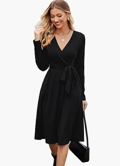 Ekouaer Women Short Sleeve Maternity Nursing Dress Casual V Neck Breastfeeding Loungewear Ribbed Knit Pregnancy Dresses S-XXL