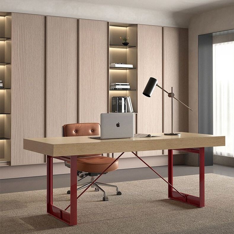 Designer Modern Minimalist Solid Wood Desk for Home Use with Drawers, Long Study Computer Desk