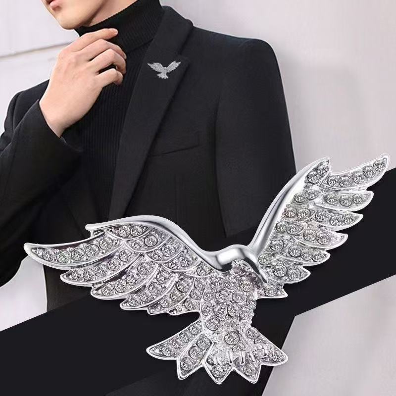 Vintage Eagle Brooch For Men With Diamonds - Suit Lapel Pin_voghion.com