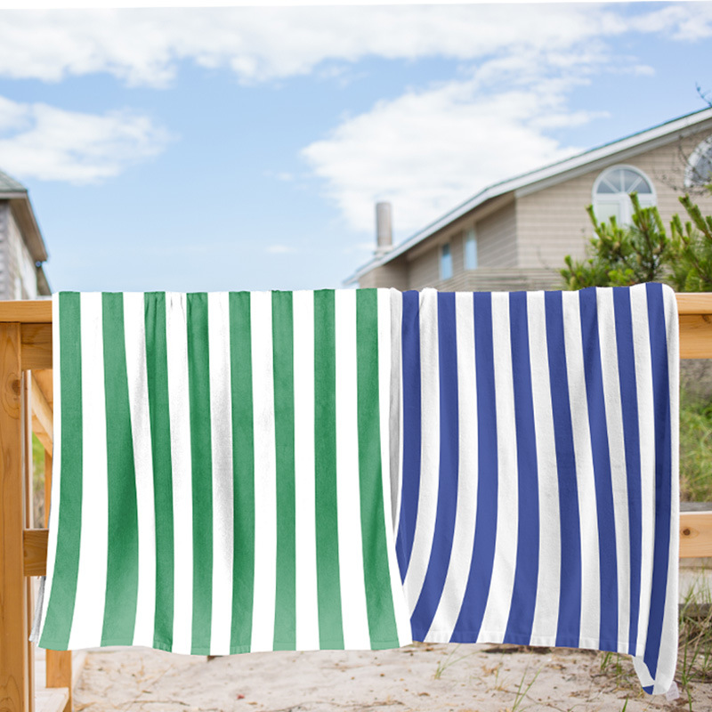 Toalla de baño teñida de hilo de algodón transfronterizo Toalla de estera de playa Mantón europeo y americano Baño de baño de natación para adultos Toalla de baño a rayas de algodón en stock