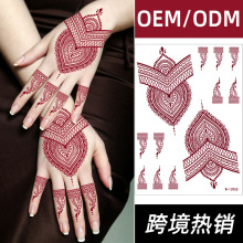 正祥跨境欧美棕红色蕾丝纹身贴防水印度汉娜临时纹身tattoo亚马逊