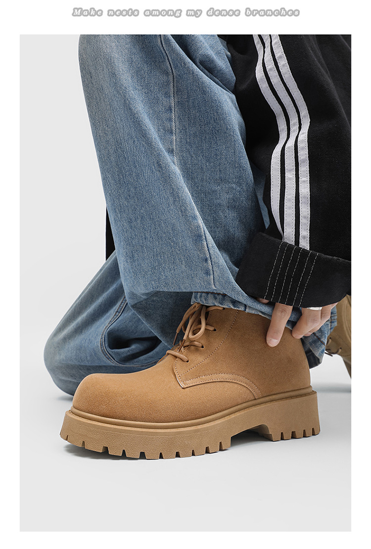ShoeVault Men's Martin Autumn New High-top Thick-soled Derby Retro Suede Workwear Fashion Trend Yellow Boots_voghion.com