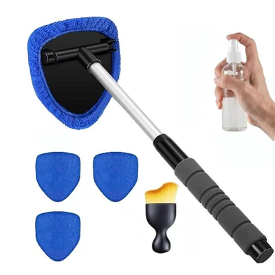 Car cleaning tools | Telescopic Aluminum Rod Car Window - 4-cloth-covers-1-set-of-plastic-parts-1-spray-bottle-1-detail-brushpe
