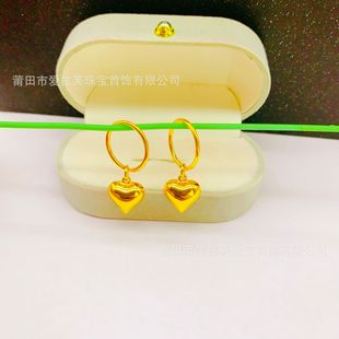 Brass gold-plated European and American cross-border temperament love earrings high-grade luxury heart-shaped earrings peach heart earrings wholesale