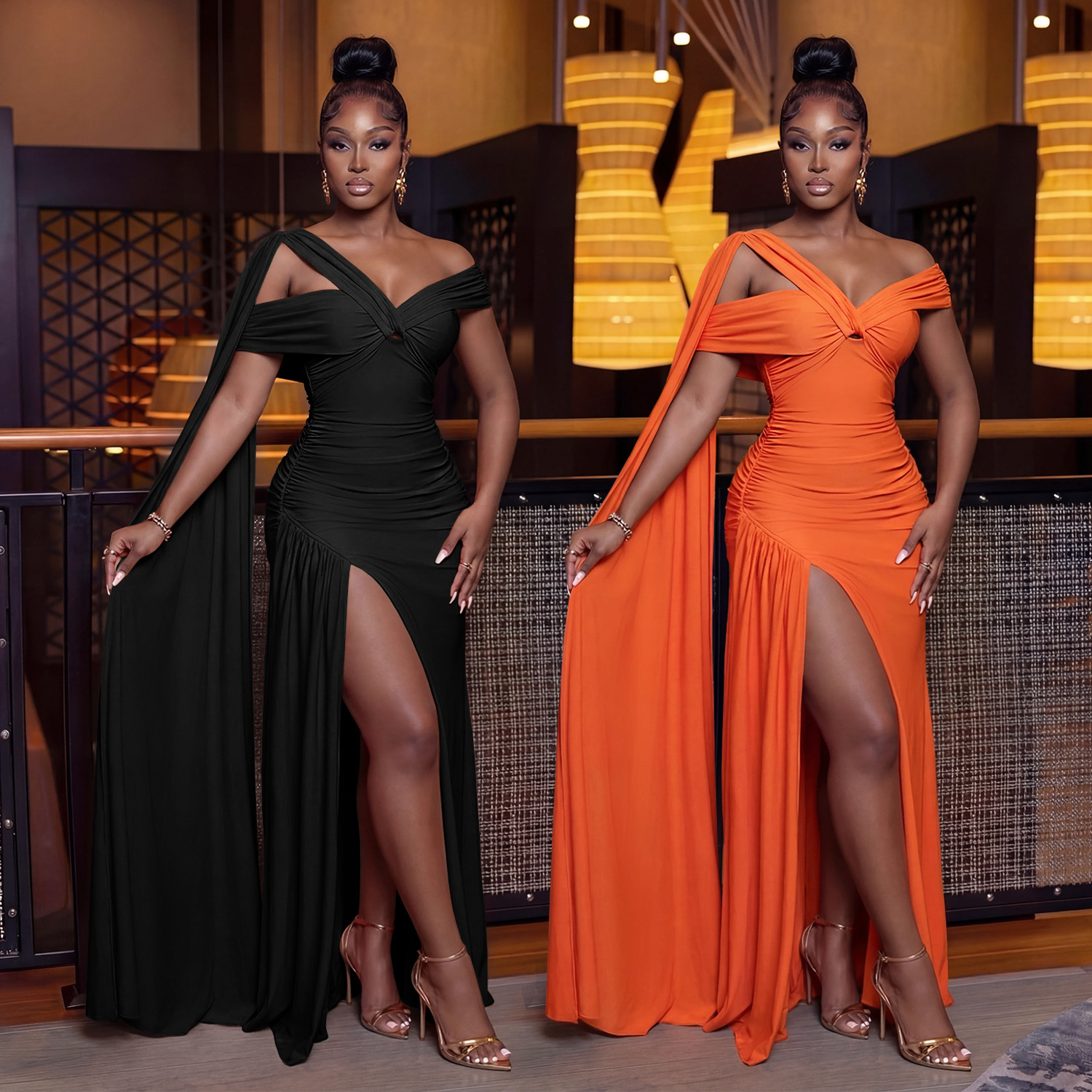 C7667 Aliexpress transfronterizo Amazon Europa y América de moda moda femenina temperamento sexy vestido de alto bifurcado nuevo