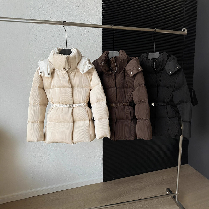 High-Quality Women's Short down Jacket with a Cinched Waist, Pleated, Thickened, Slim-Fit, 90% White Duck Down, Fashionable New Winter Model