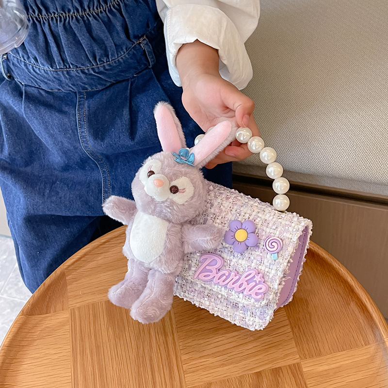 2023 nuevo bolso de los niños bolsa de hombro de conejo de dibujos animados estilo Chanel princesa bolsa perla portátil monedero bolsa