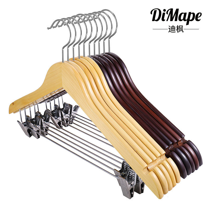 Clothing store hanger wholesale log color vintage clothes rack hanging belt clip one-piece suit clothes support women's hanger
