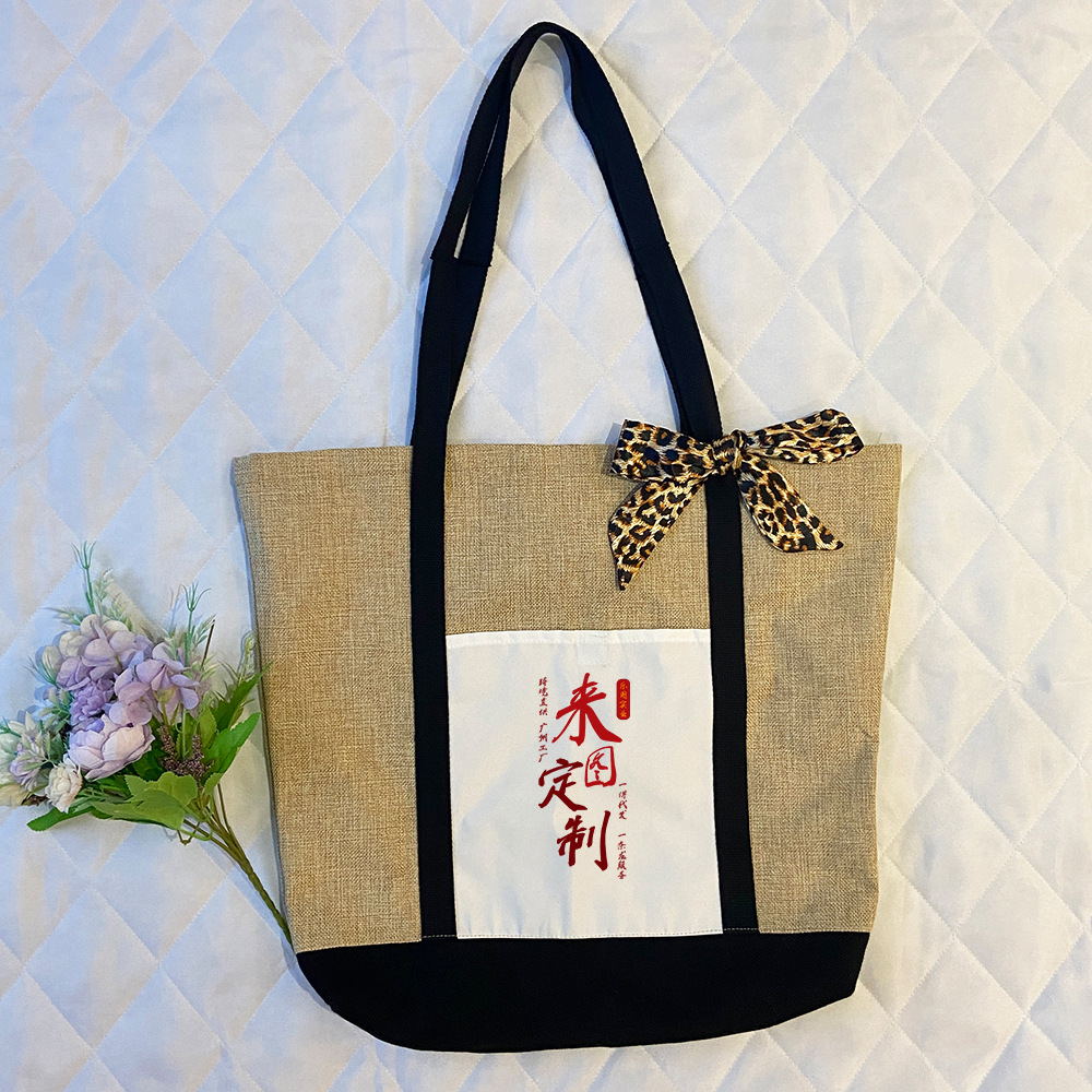 Personalizada Amazon venta caliente de yute color combinado bolsa de hombro bolsa de sublimación caliente bolsa de mamá bolsa ecológica xqds0398a