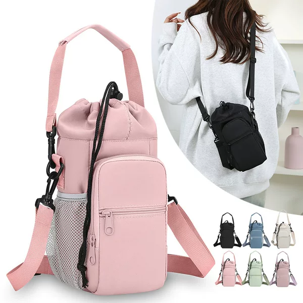 Cross-Border Travel Water Bottle Bag, Large Capacity, Multi-Functional Handbag, Women's Cycling Sports Bag, Coin Purse, Mobile Phone Bag, Water Bottle Bag