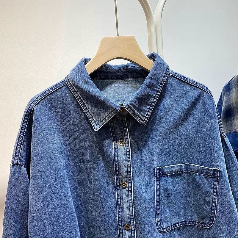 Spring and Autumn New Blue Denim Shirt for Women, Hong Kong Style Niche New Product, Soft New Product Denim Shirt Jacket